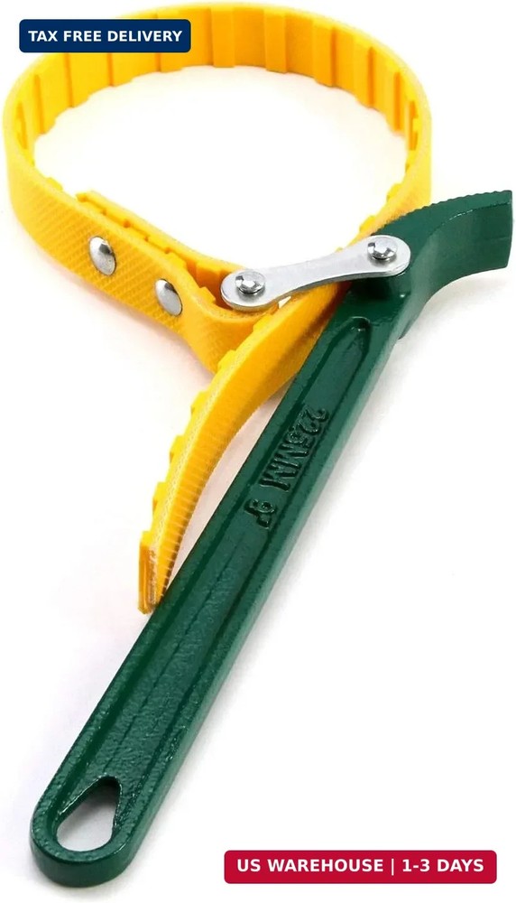 QWORK 9" Belt Strap Wrench, Multi-Purpose Adjustable Strap Oil Filter Strap Open