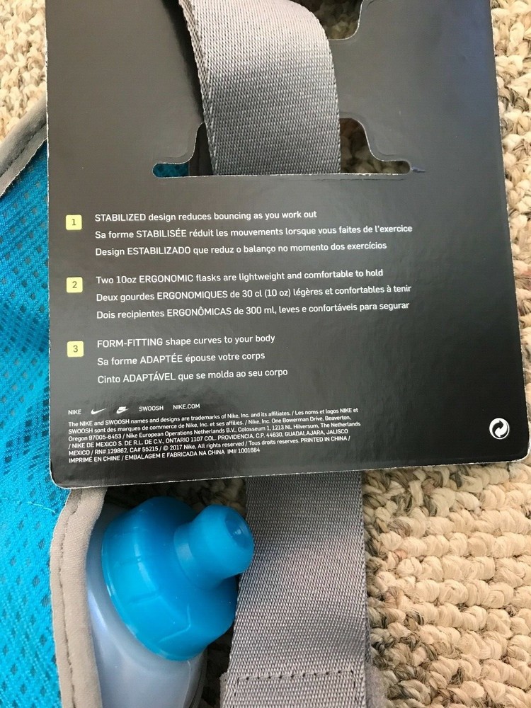 Nike Water Bottle Storage Belt Pack Double Flask Running Blue Form Fitting Shape
