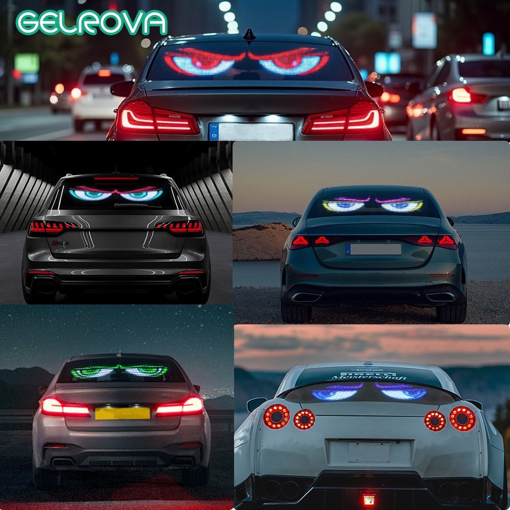 Gelrova Dual-Panel Devil Eyes LED Car Windshield Display w/ Remote & App Control