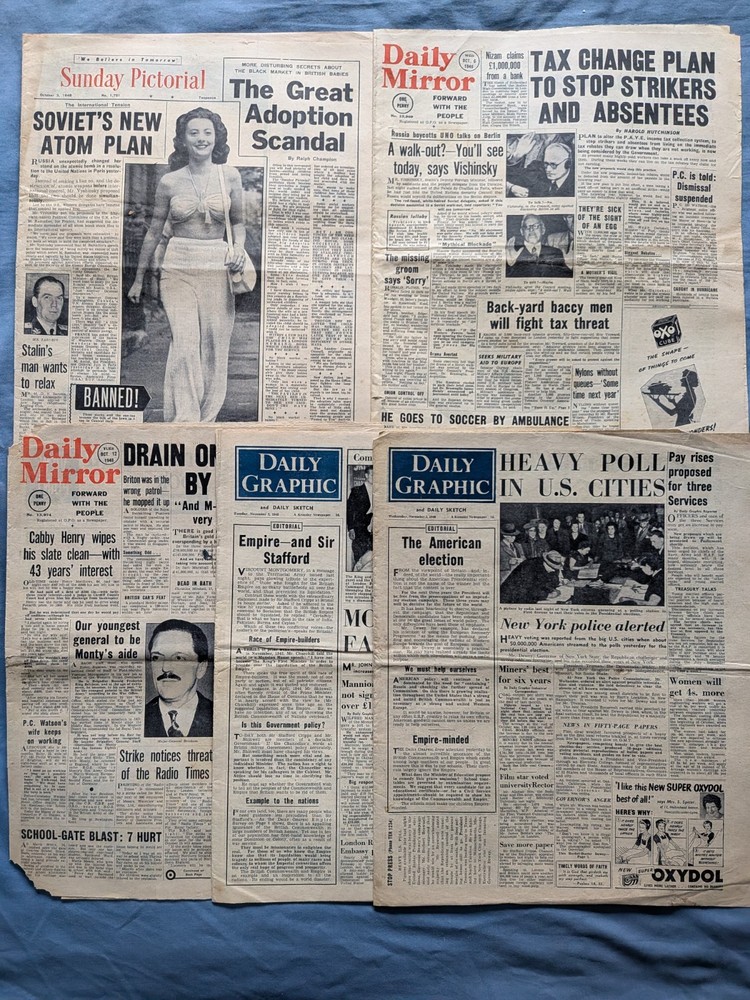 5 1948 original newspapers