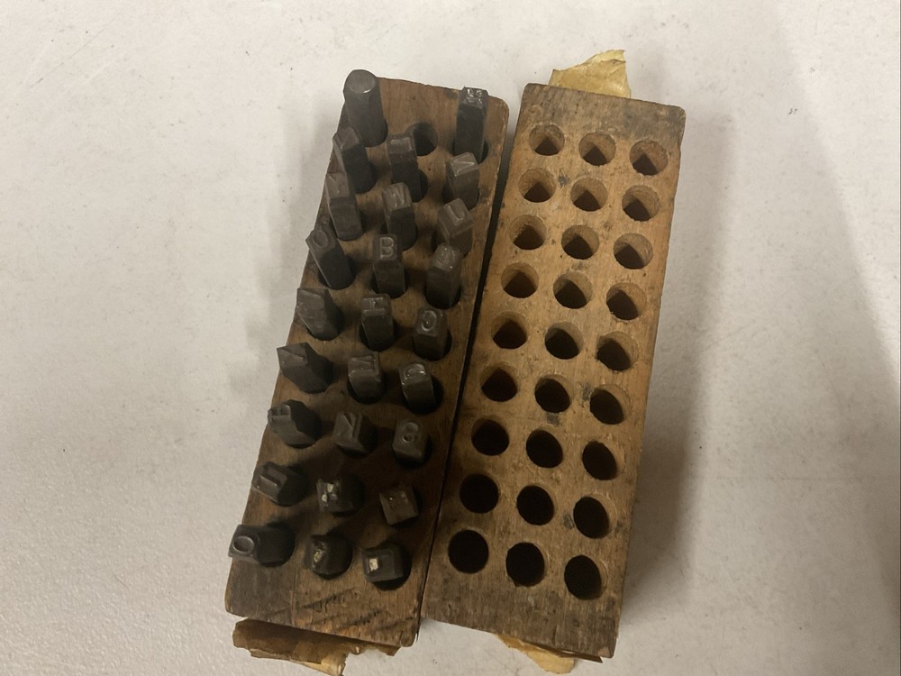 Vtg Letter Stamp Leather Set