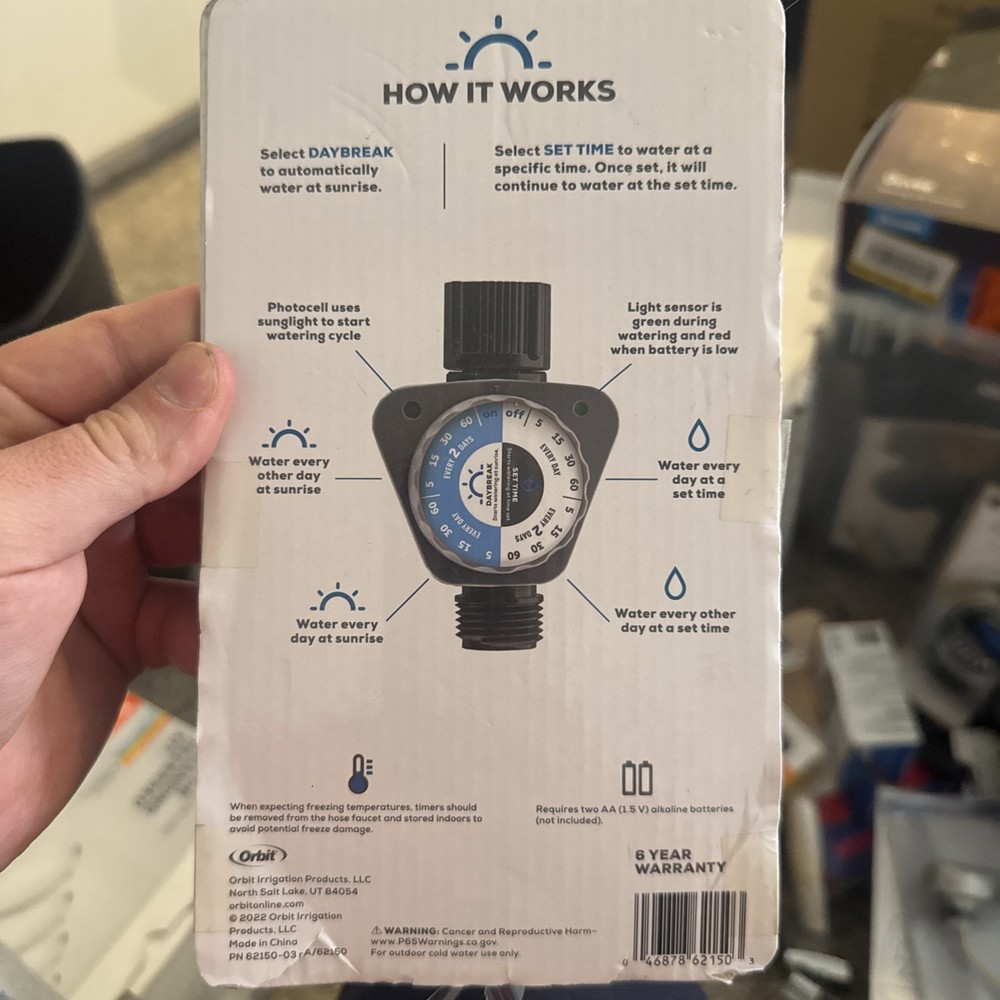 Orbit Single Outlet Hose Watering Timer Daybreak Automatic Gray 62045