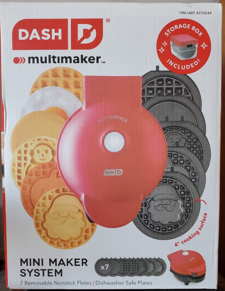 Dash Multi-plate Mini Waffle Maker With 7 Interchangeable Plates / Holiday Used
