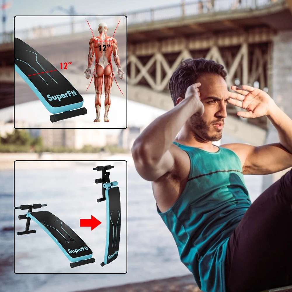 Folding Weight Bench Adjustable Sit-Up Board Workout Slant Bench Blue