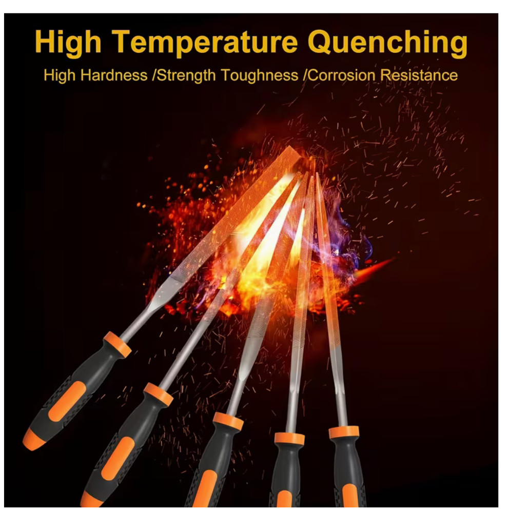 Diamond Mini Needle File Set - 5pcs, Portable, Precision Crafted, Red Handle