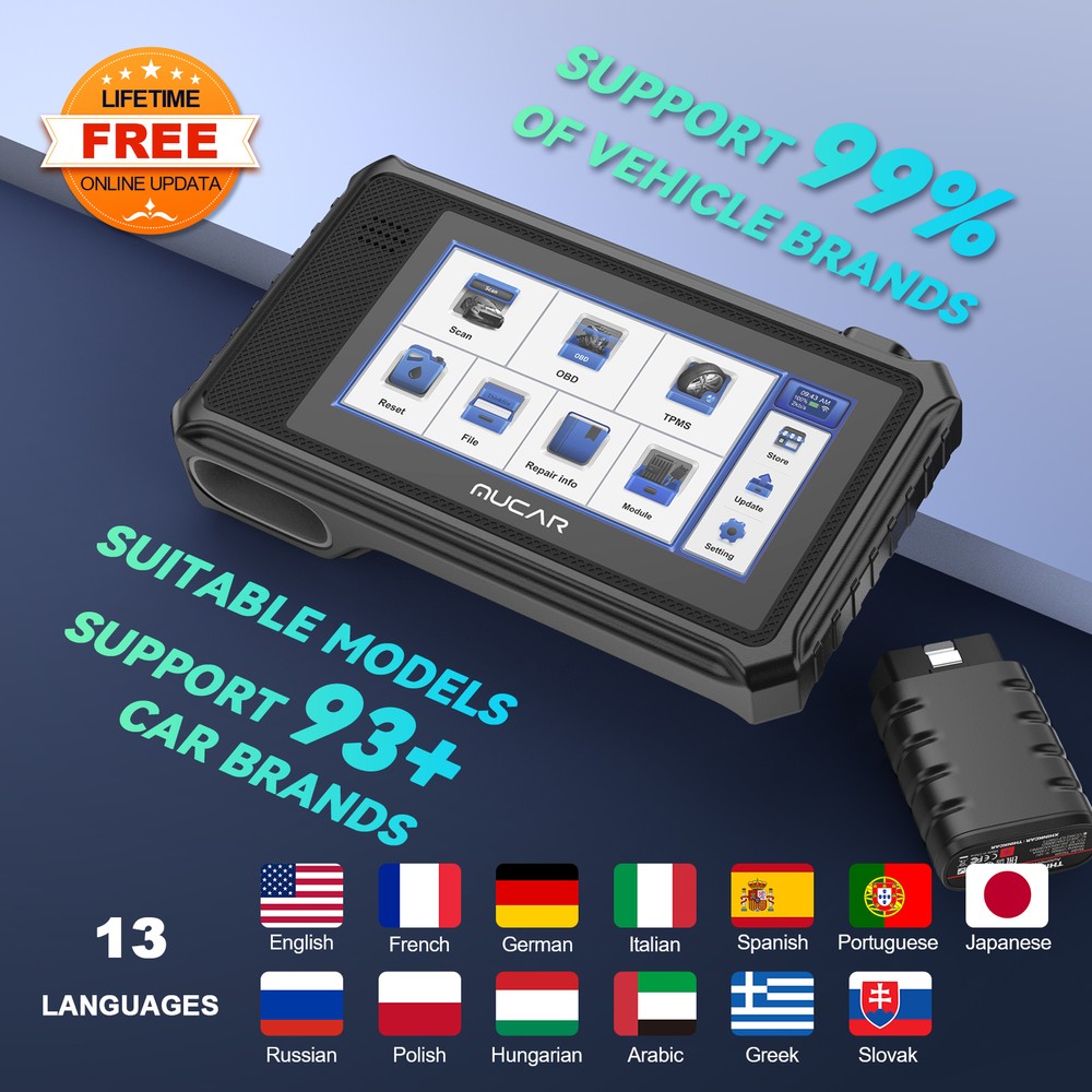 MUCAR OBD2 Scanner Diagnostic Tool All System IMMO Key Cod-ing Reader ABS TPM
