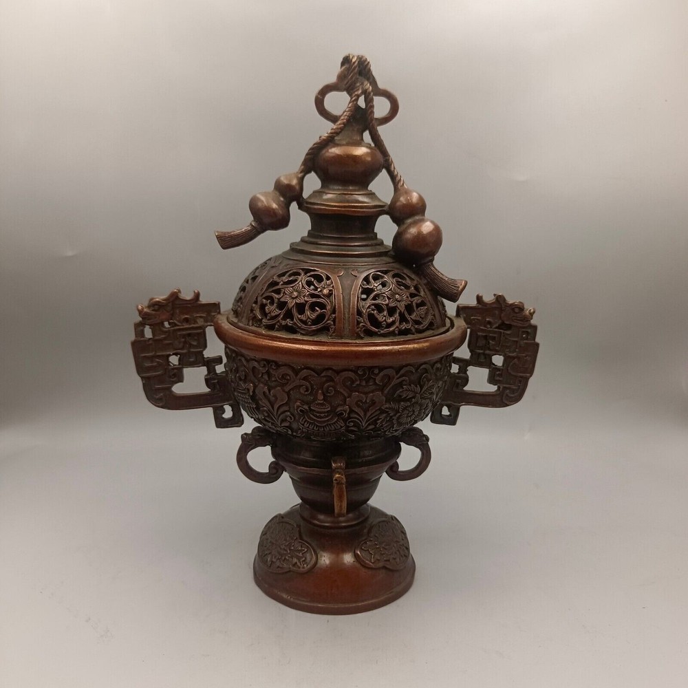 Ruyi Ear Gourd Covered Copper Incense Burner Collect