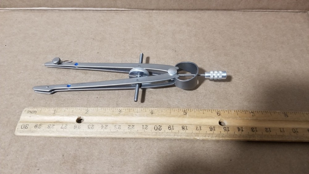 Vintage Vemco Blue Dot Drafting Compass-Missing Screw & Pointer Working , VGC