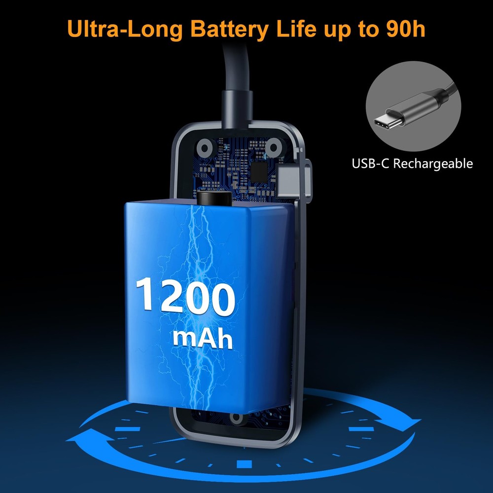19 LED Rechargeable Book Light Memory Function 3 Color Stepless Dimming Blue Cli