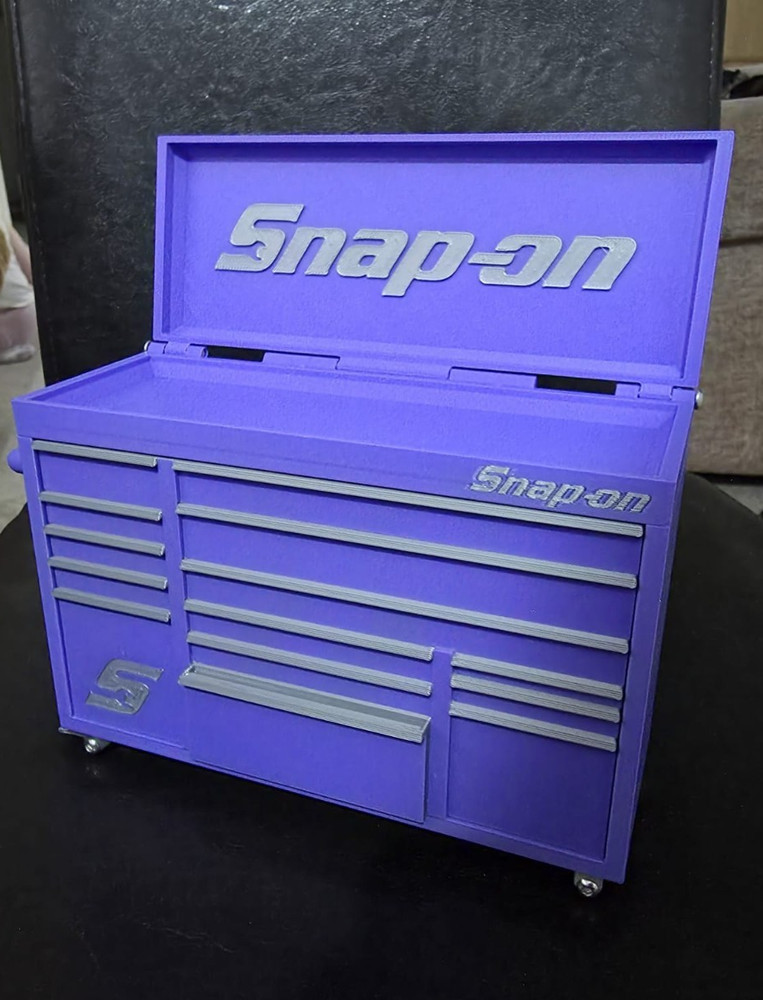 Snap-On Mini High Quality 3D Printed Toolbox (Purple) (Silver)