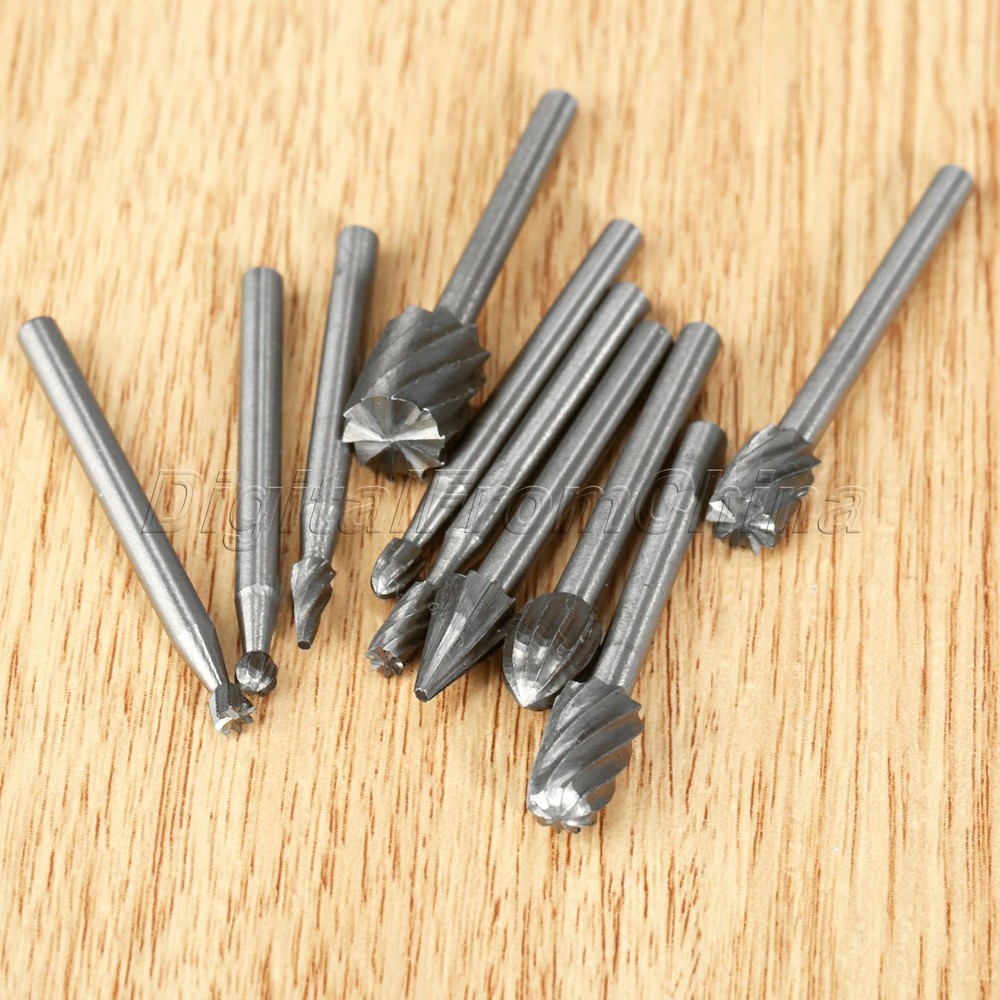 10Pc HSS Engraving Cutting Chamfering Grooving Polishing Routing Drill Bits File