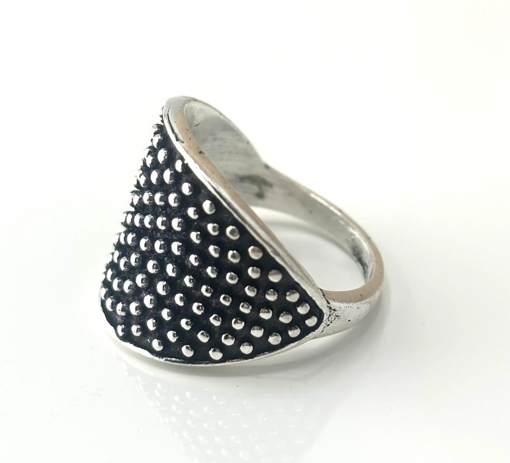 Silver ring studded circle handmade