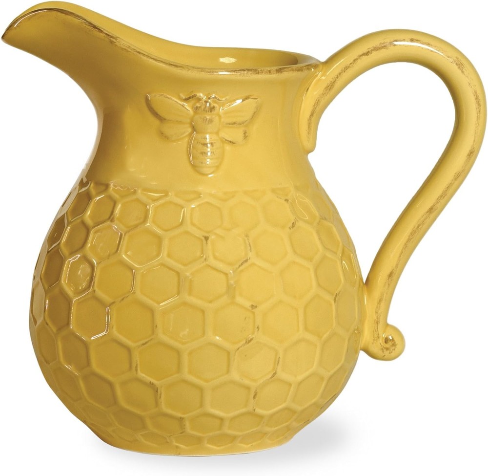 Boston International Embossed Ceramic Pitcher, 1-Piece, Honeycomb
