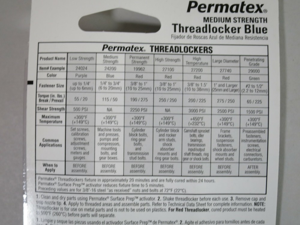 Permatex 24200 Medium Strength Threadlocker Blue .20 FL OZ (6mL)