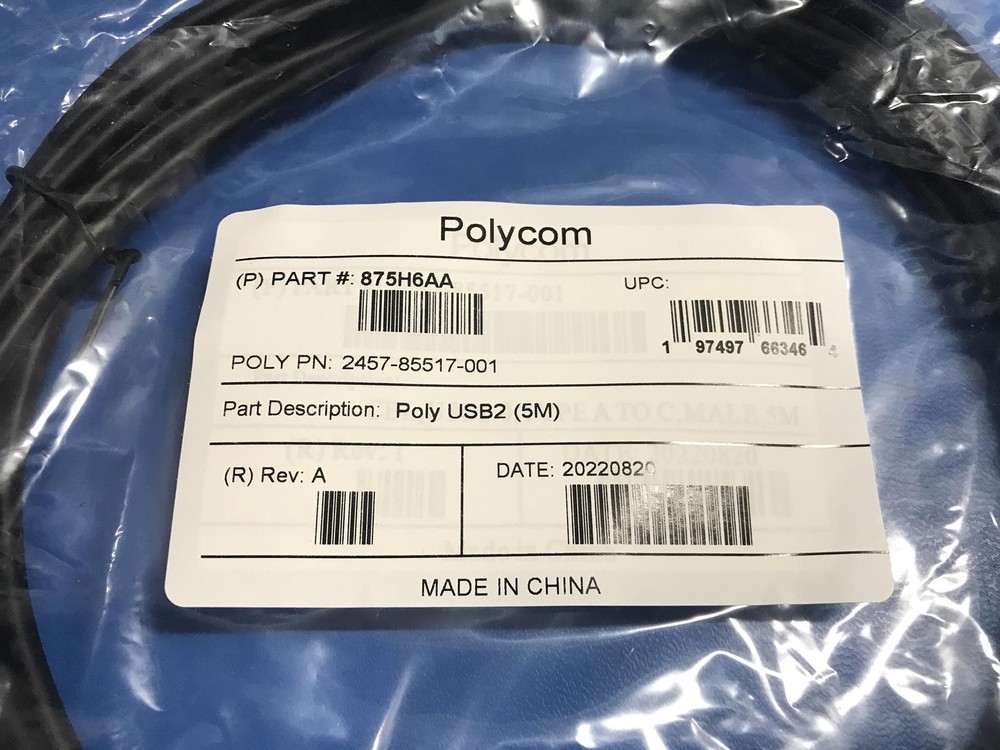 Polycom 2457-85517-001 USB 2.0 Type-C to USB Type-A Cable 5m