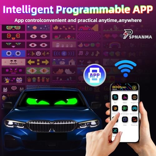 2-Pack Devil Eyes LED Display for Car Windshield, 14"×4.3" Programmable LED