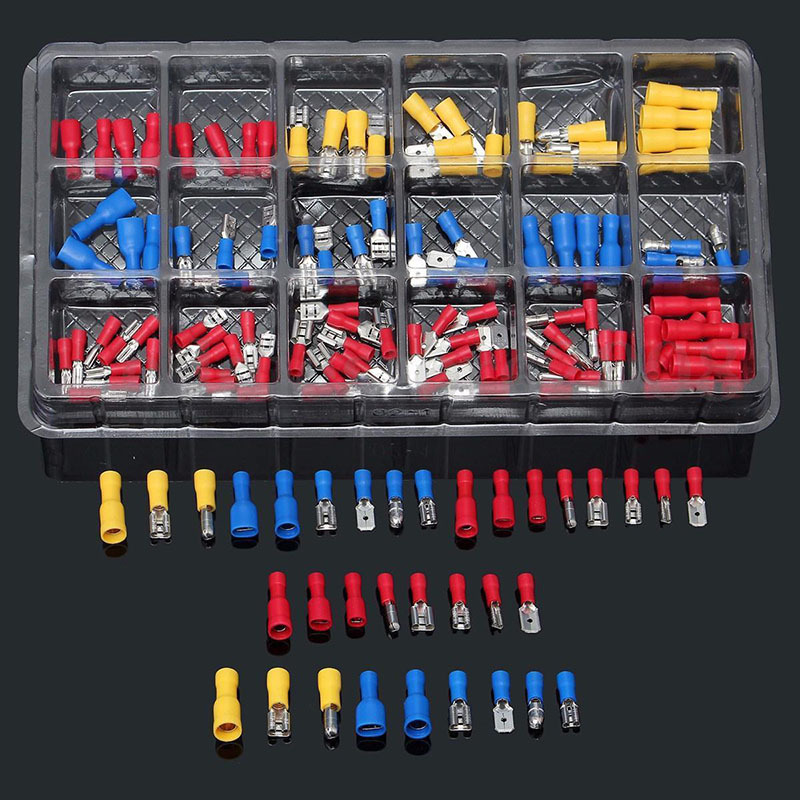120* Assorted Insulated Electrical Wire Terminal Crimp Connector Spade Kits Set