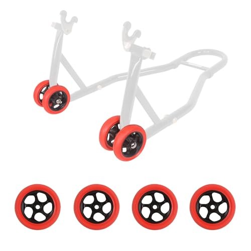 Motorcycle Stand Wheels Replacement for Front Lift Stand Inner Black+Outer Red