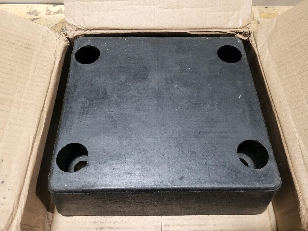 R Model Rubber Molded Dock Bumper, Rectangular, 4 Holes, 13" Length, 12" Width,