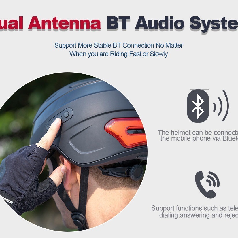 Smart riding helmet with camera, Bluetooth, turning tail light