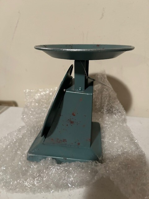 Country Scale Clock with distressed blue finish