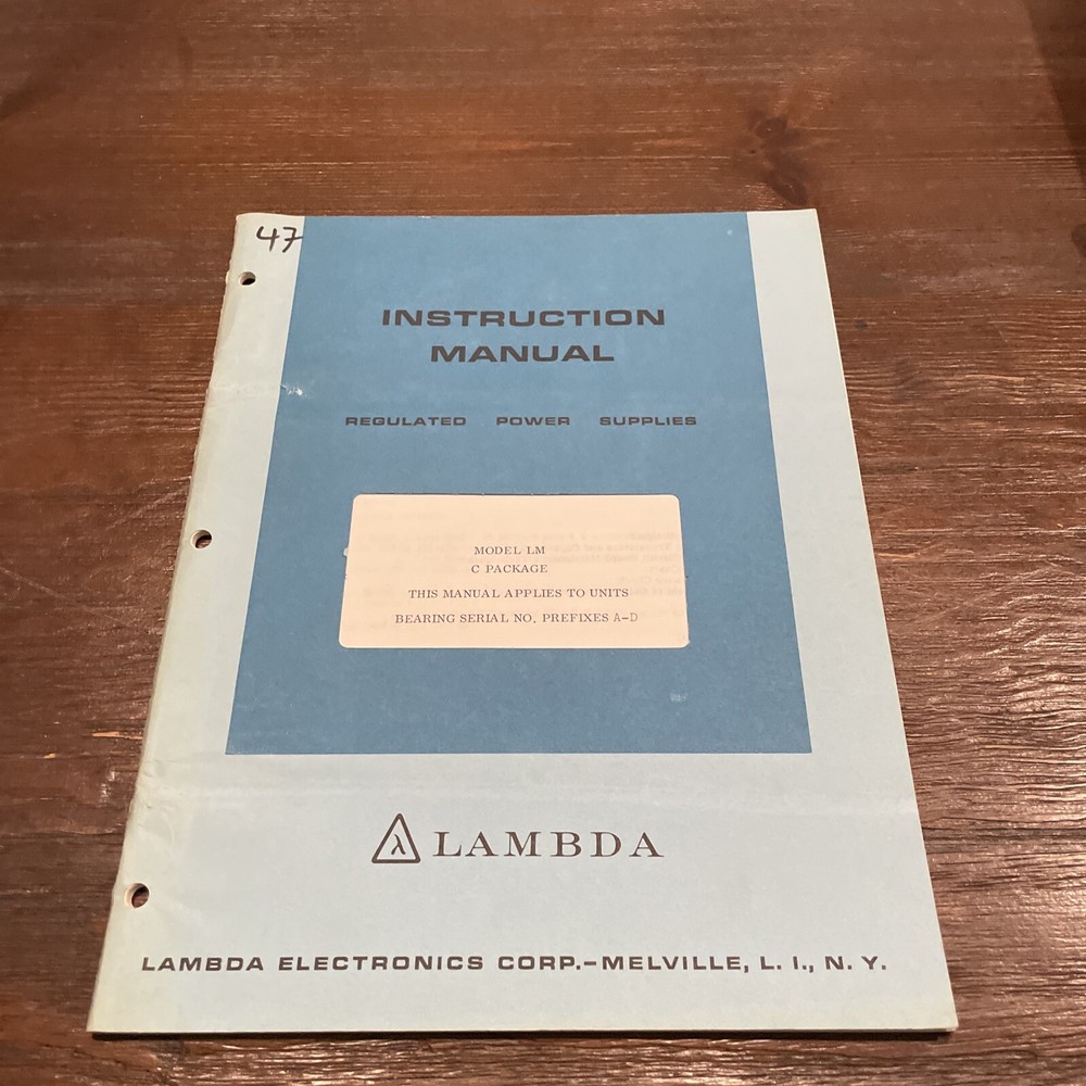 Lambda Model LM C Package Regulated Power Supply Prefixes A-D Instruction Manual