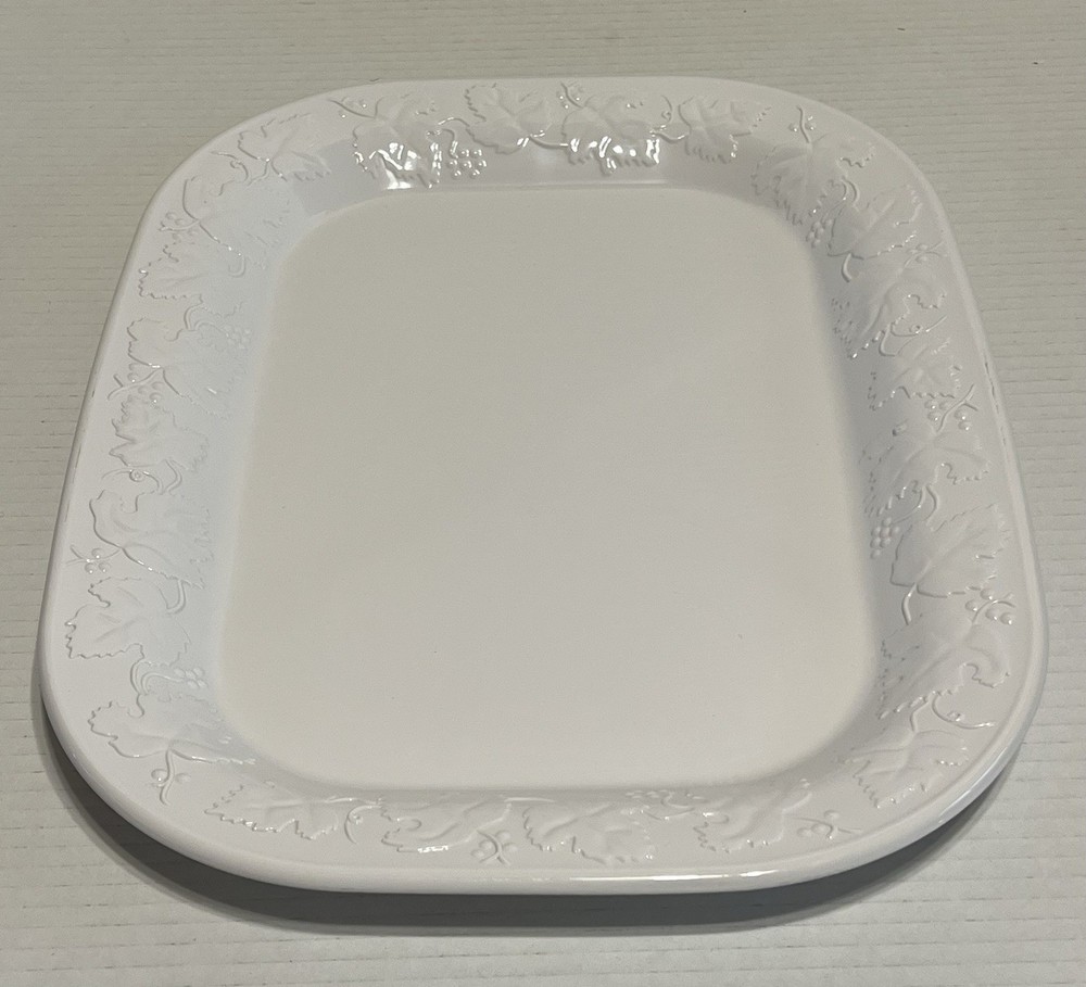 Corning Vineyard H 15” Rectangular Serving Platter 15" x 11.75” White Made USA