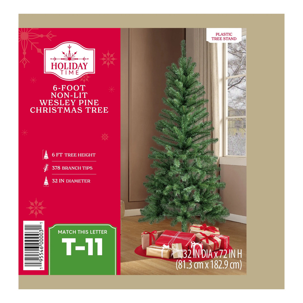6' Wesley Pine Green Artificial Christmas Tree, by