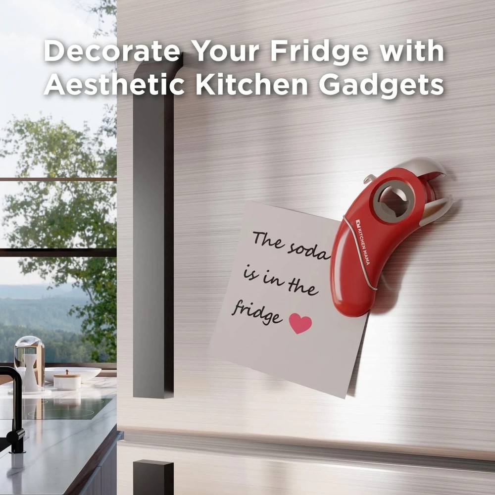 Kitchen Mama Epic One Multifunction Opener – Easy Pull-Tab Can, Jar & Bottle Red