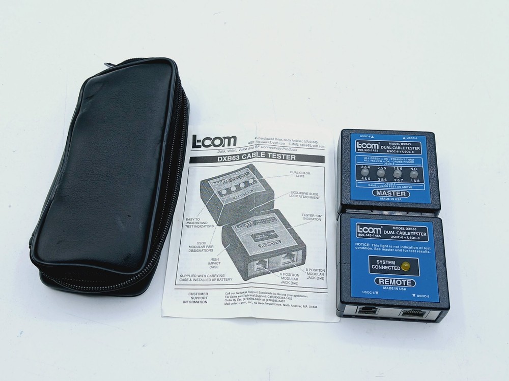 L-Com DXB63 USOC4, 6, 8 Cable Tester Master and Remote