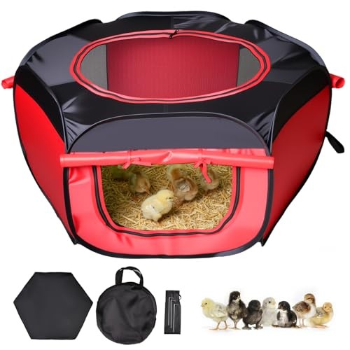 Chicken Brooder Box for Chick Starter Kit Chicken Brooder Tent,Red+Black