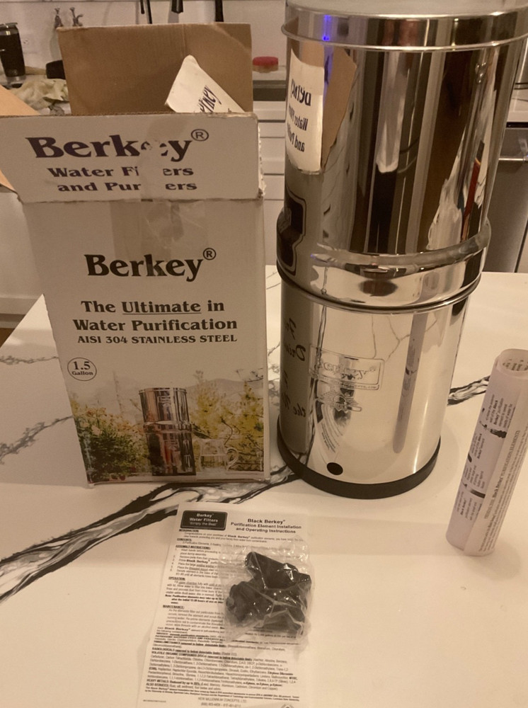 Black Berkey 1.5 Ga Water Purification System Stainless Steel No Filter Open Box