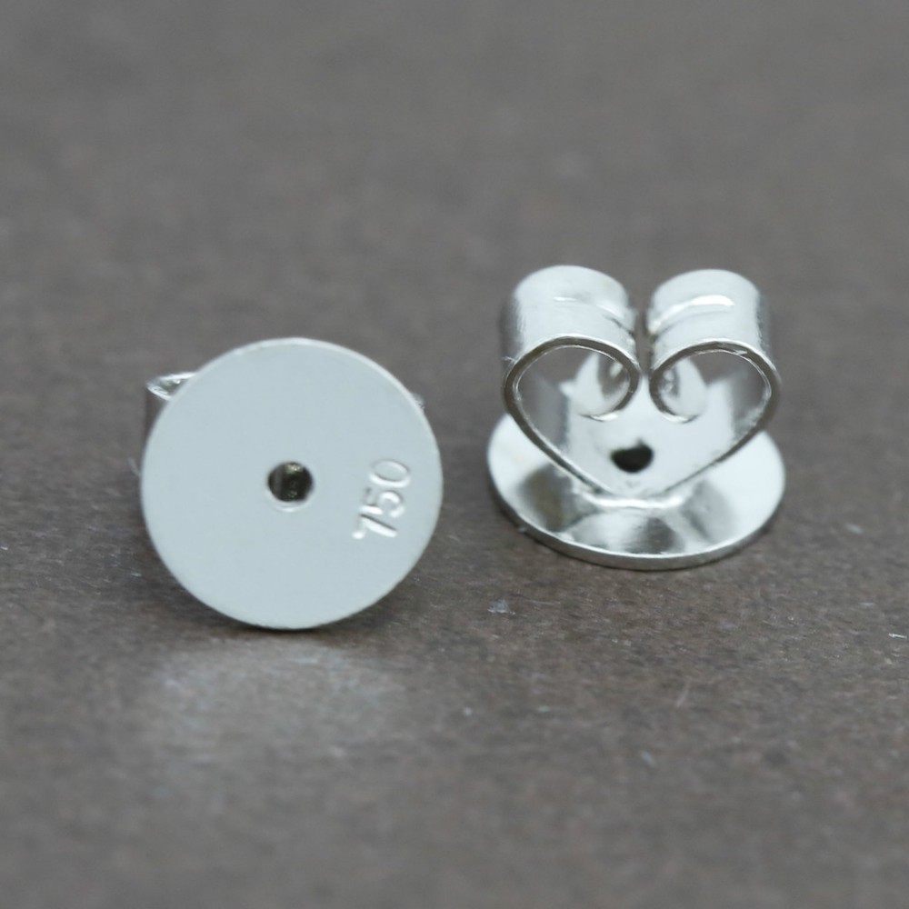 Genuine 18CT Solid White Gold Disc Butterfly Earring Backs 5mm - 1 Pair