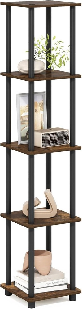 Turn-N-Tube No Tools Decorative Display Shelf 3-Tier Ladder Solid White/Black