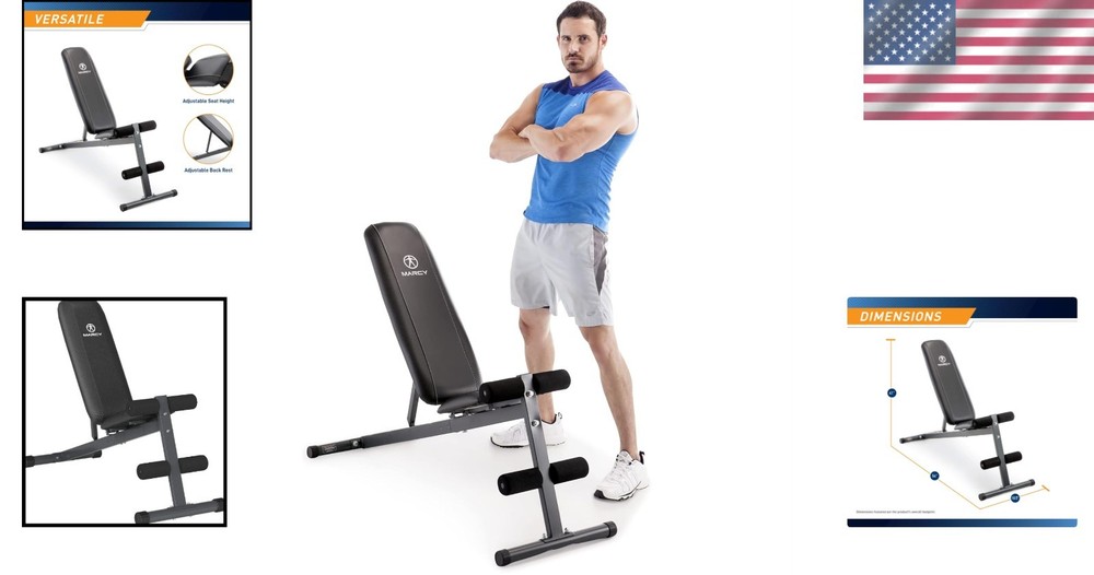 Versatile Exercise Utility Bench for Full-Body Workouts - Adjustable & Compact