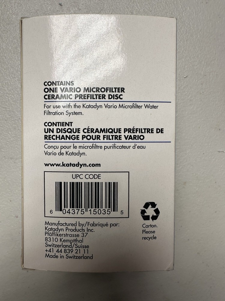 Katadyn Vario Microfilter Disc Replacement, Backcountry Series