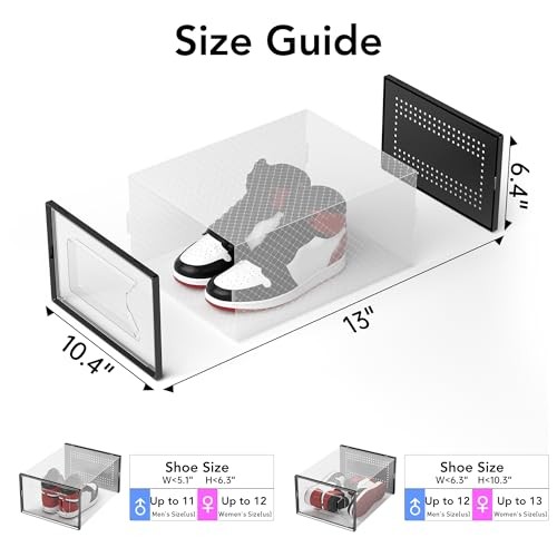 X-Large Shoe Storage Box Clear Plastic Stackable Shoe Organizer 15 Pack Black