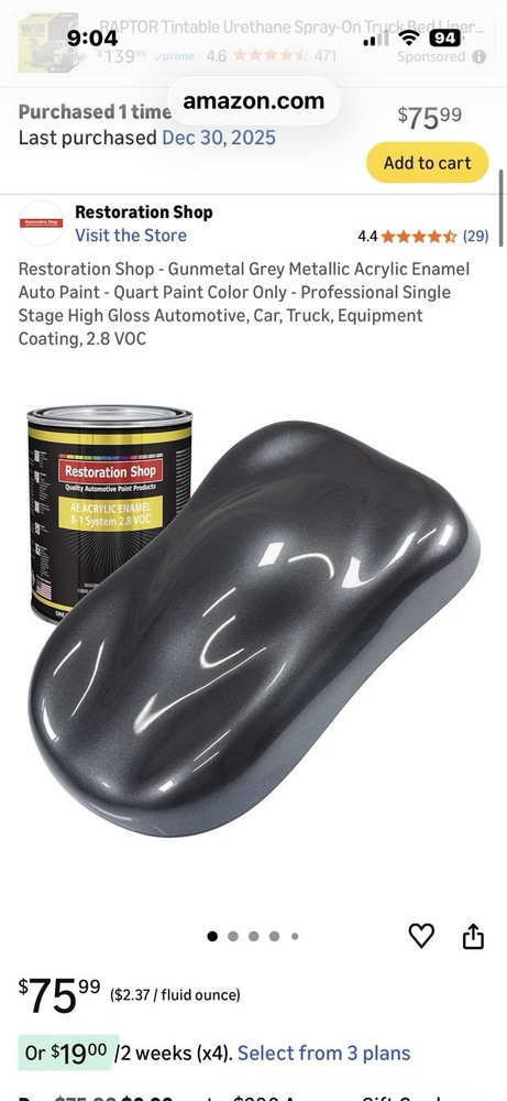 2 Quarts  “Gun Metal Grey” 1 Step