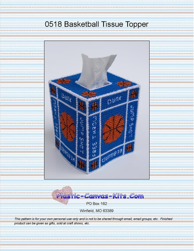 Basketball Tissue Topper-Plastic Canvas Pattern or Kit