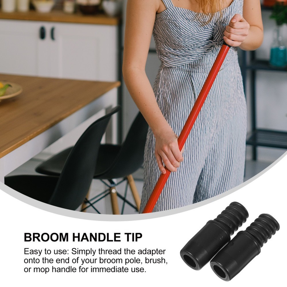 2 Pcs Threaded Tip Plastic Broom Handle Connector Replacement For Cleaning