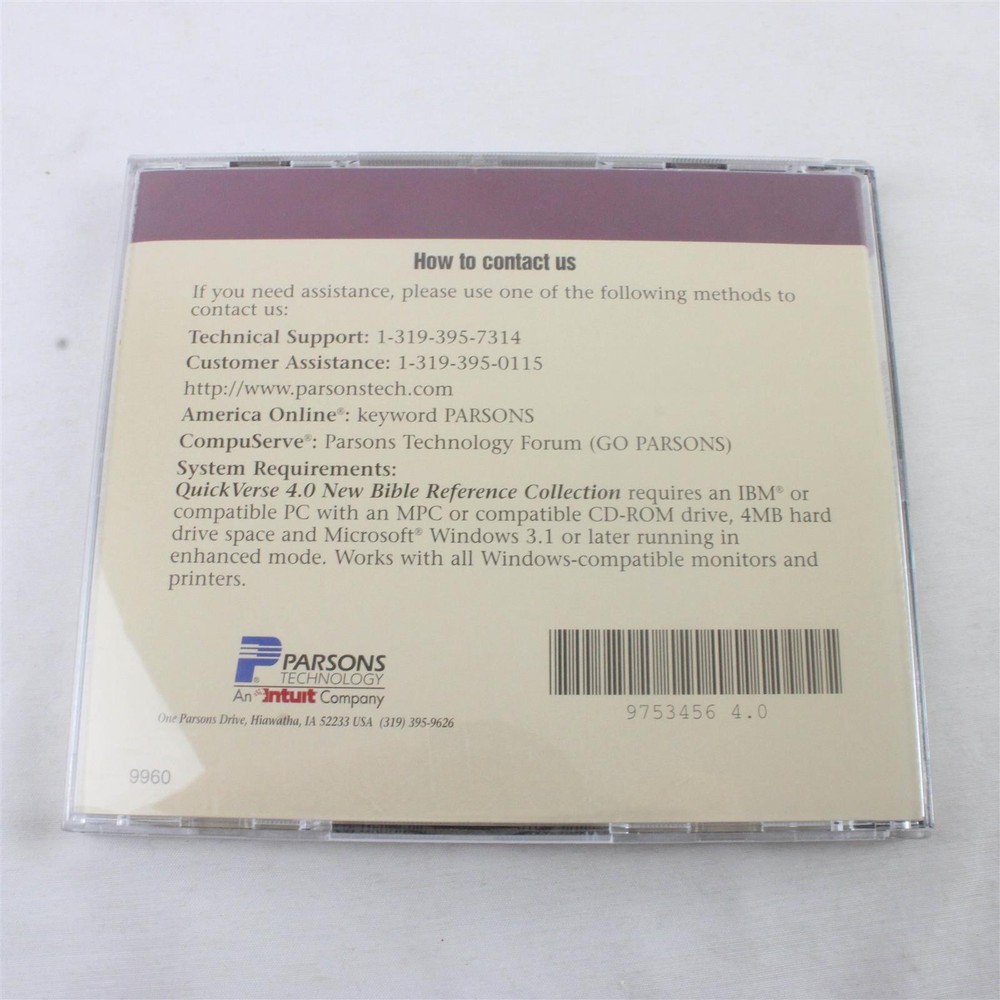 QuickVerse 4.0 Bible Reference Collection CD-ROM Parsons Technology
