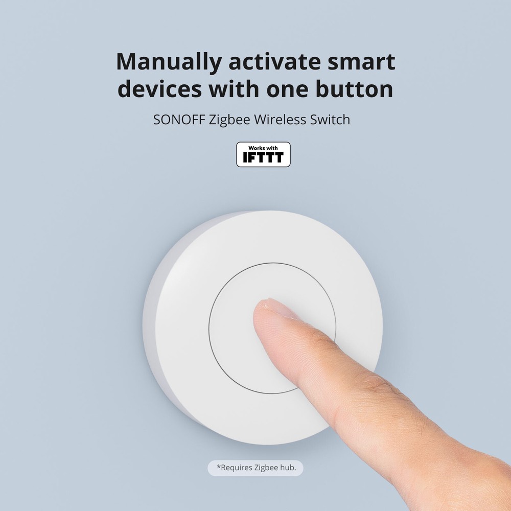 1-2 Pack SONOFF Zigbee Wireless Switch SNZB-01P Smart Light Switch Voice Control