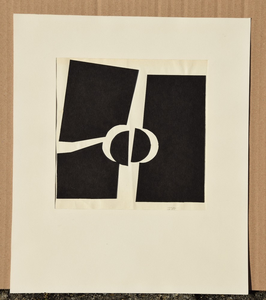 Sabine Ebel 1945-2015 Oldenburg / Collage Cardboard 1965 Constructive Circle Rectangle