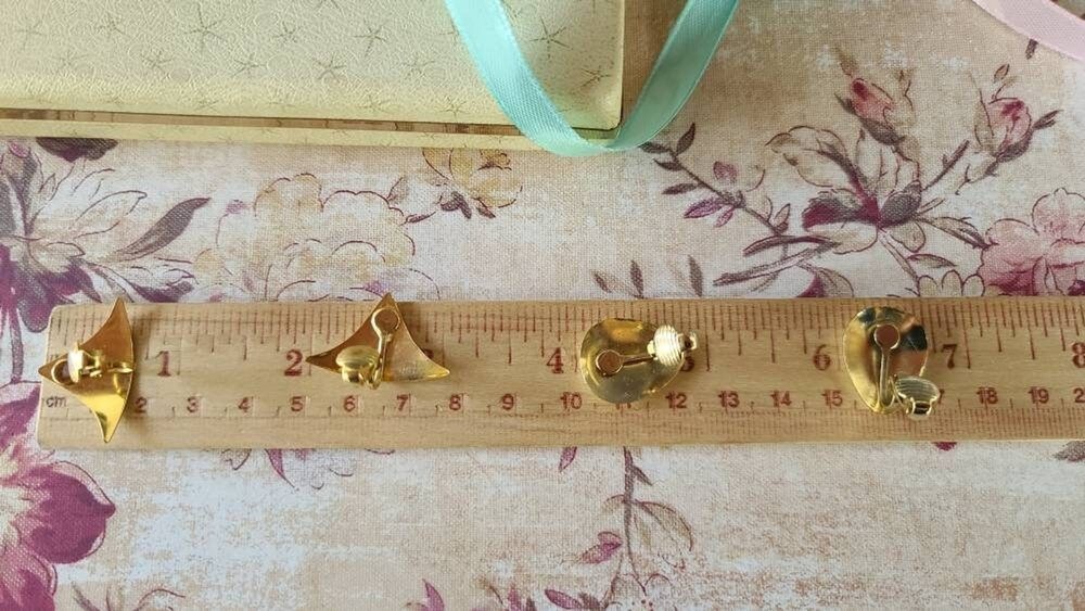Beige Enamel Clip-on Earrings