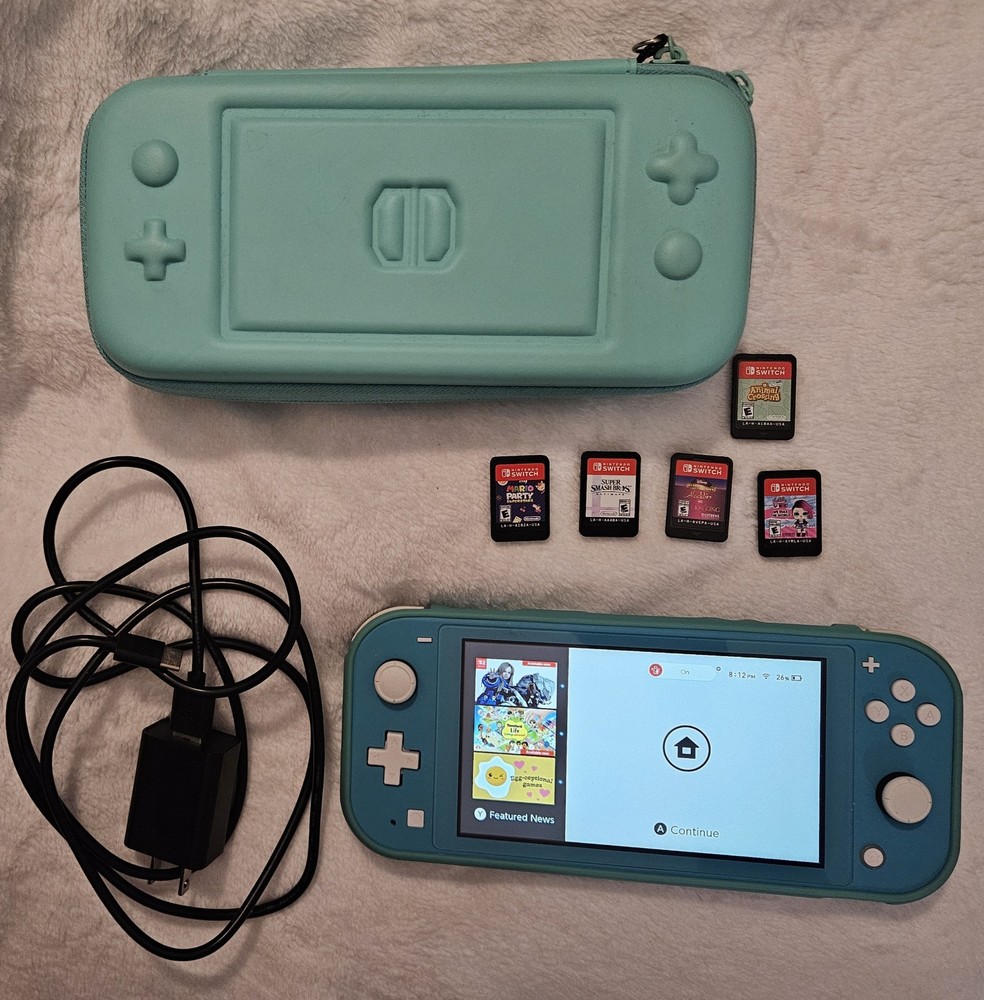 Nintendo Switch Lite Turquoise Bundle (Includes 5 Games)