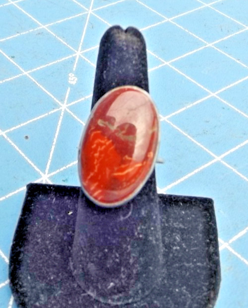 Vintage Sterling & red Jasper Agate Ring