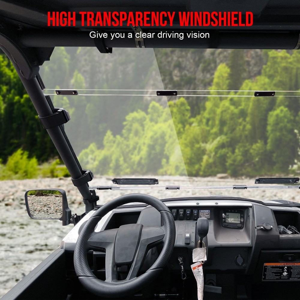 Front Windshield for Mule Pro-MX Hard Coated Vented Full Windshield Clear