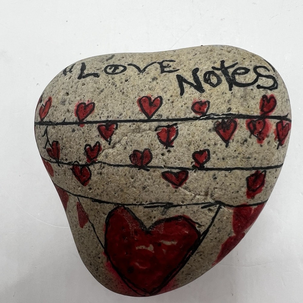 Hand Painted Heart Shaped Rock 3x3”