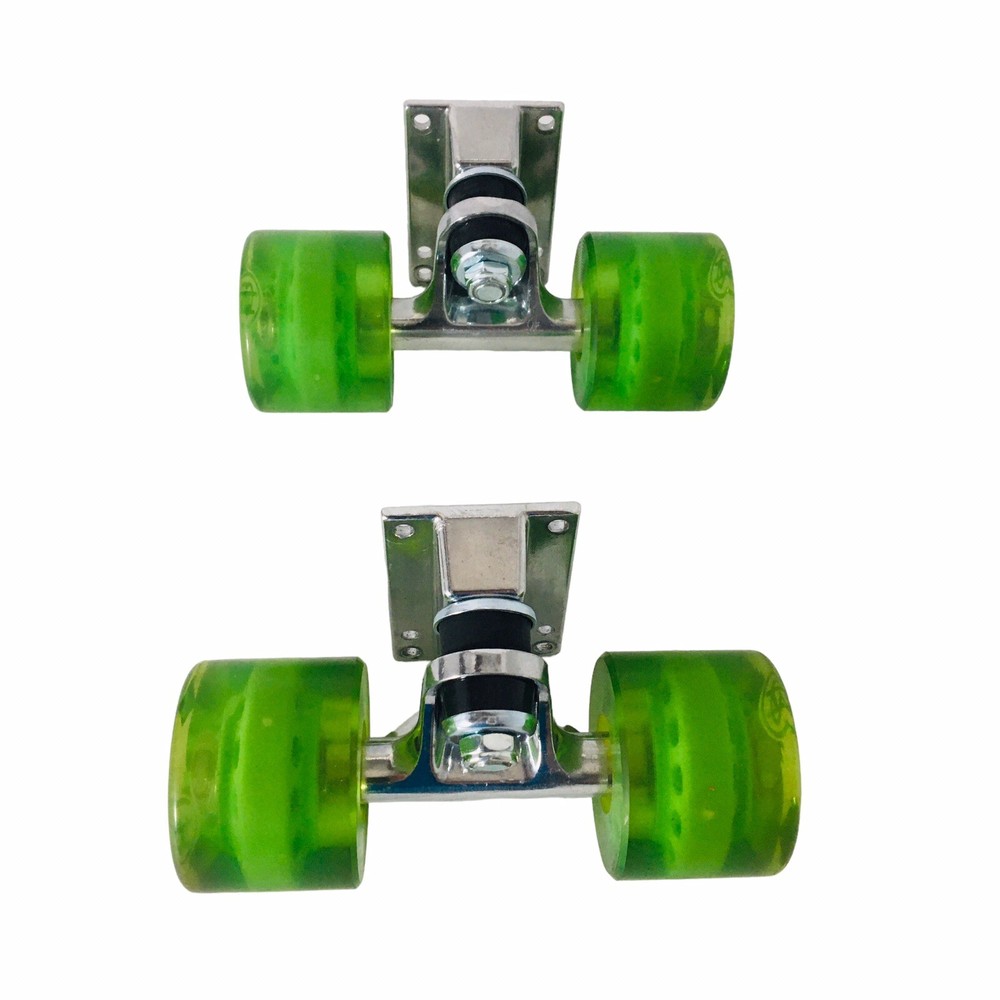 Skateboard Wheels Green Translucent w/Baseplate & Hardware