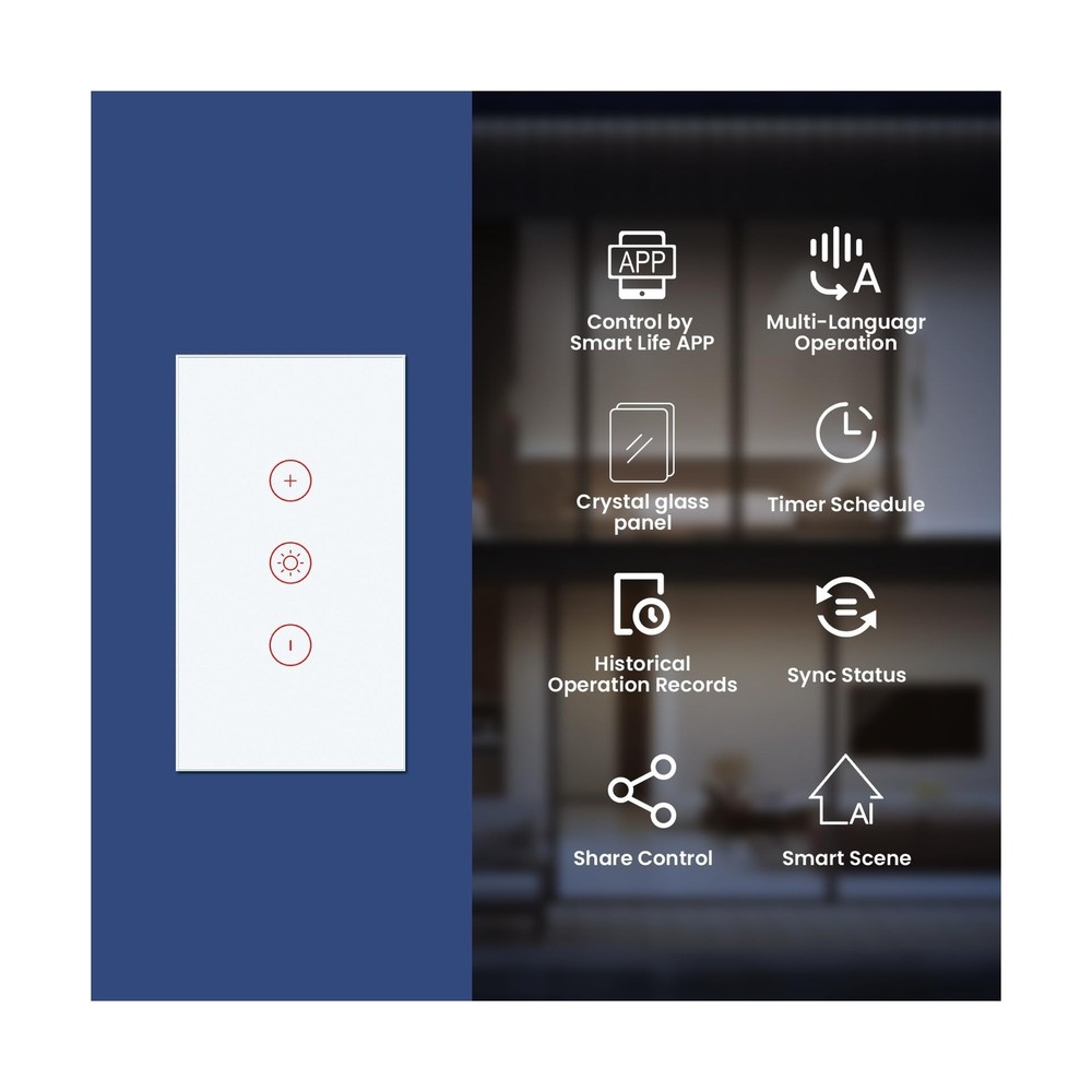 Smart Dimmer Switch Need Neutral Wire No Hub Required,2.4GHz Wi-Fi ... Fast Ship